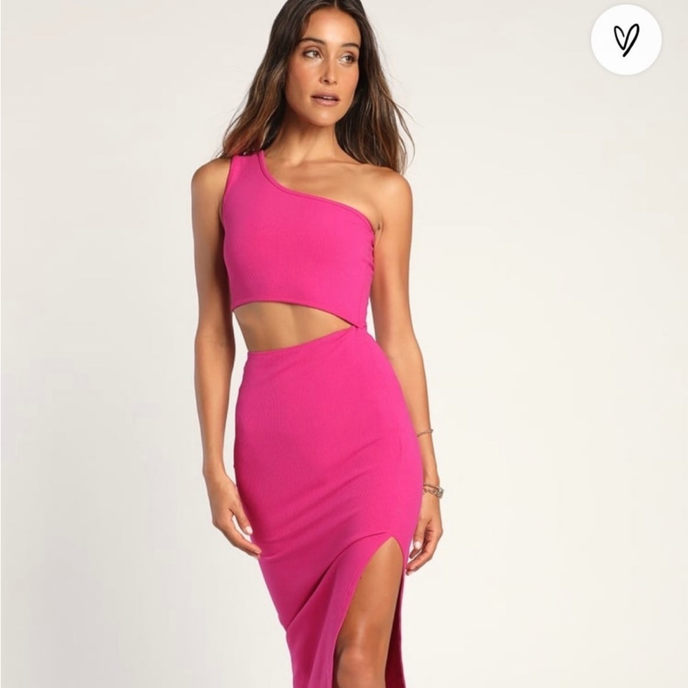 Lulus “Spice Things Up” Ribbed One Shoulder Cutout Dress
